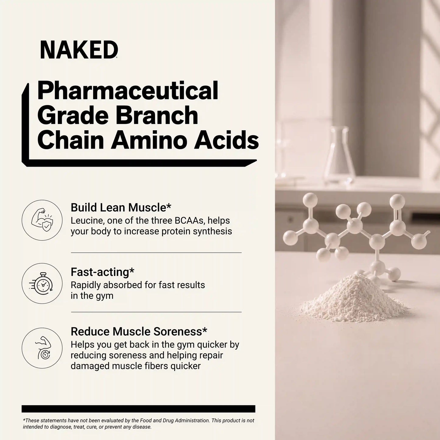 Branched Chain Amino Acids | Naked BCAAs - 100 Servings