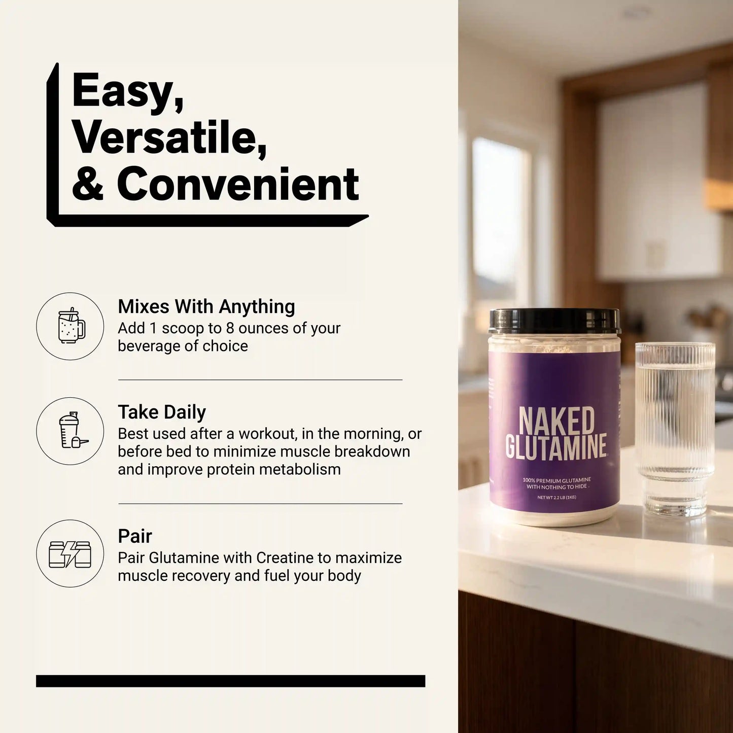 Glutamine Powder | Naked Glutamine 1KG
