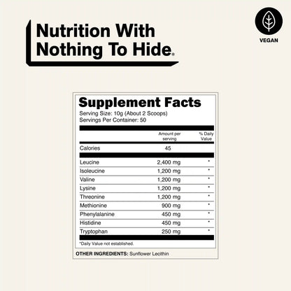 Essential Amino Acids Supplement | Naked EAAs - 50 Servings