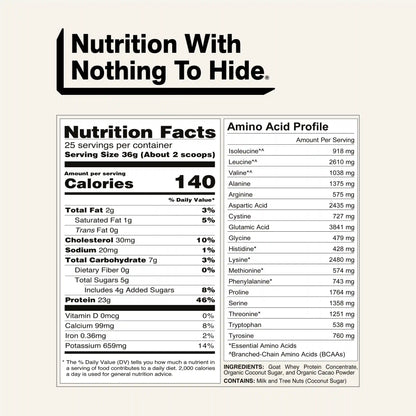Chocolate Goat Whey Protein Powder | Naked Goat - 2lb