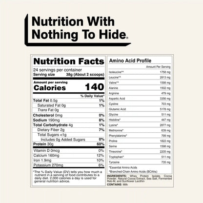Chocolate Grass-Fed Whey Isolate Protein Powder | Naked Whey Isolate - 2LB