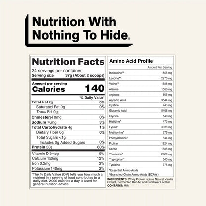 Vanilla Grass-Fed Whey Isolate Protein Powder | Naked Whey Isolate - 2LB