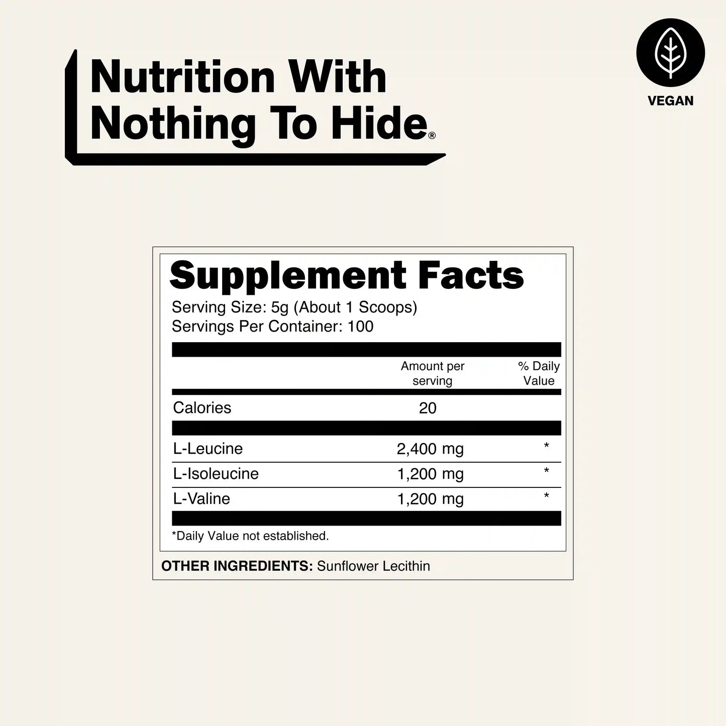 Branched Chain Amino Acids | Naked BCAAs - 100 Servings