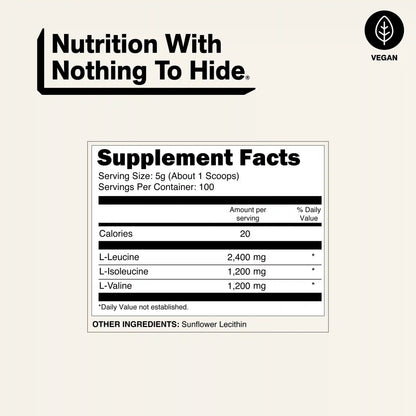 Branched Chain Amino Acids | Naked BCAAs - 100 Servings