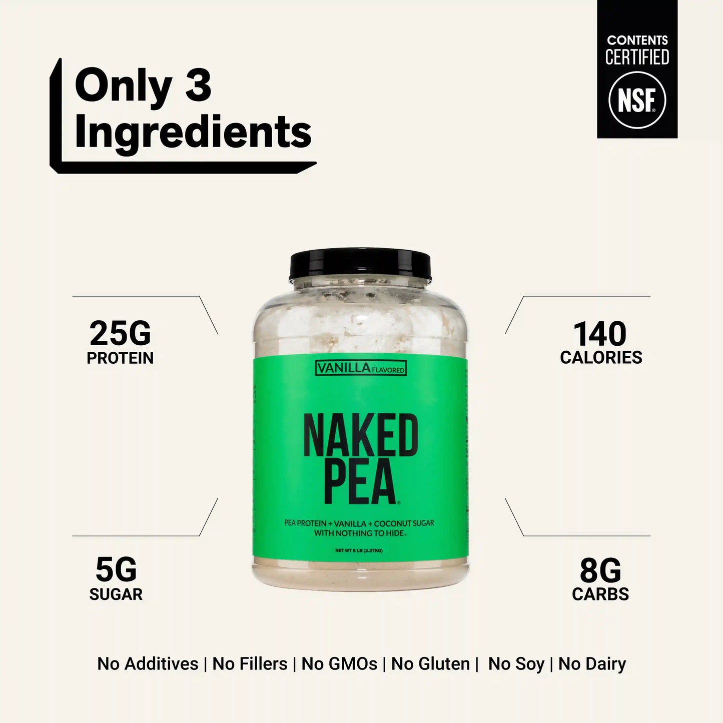 Vanilla Pea Protein Powder | Naked Vanilla Pea - 5LB