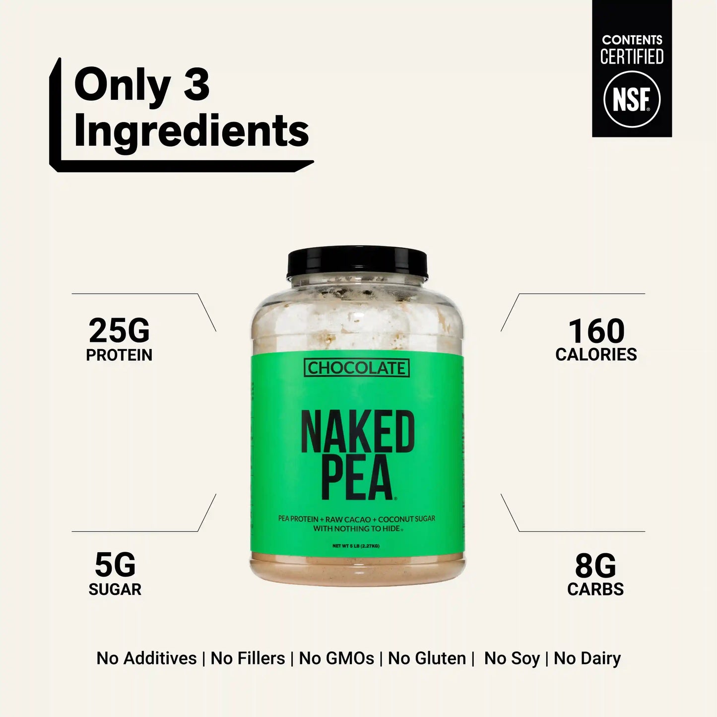 Chocolate Pea Protein Powder | Naked Chocolate Pea - 5LB