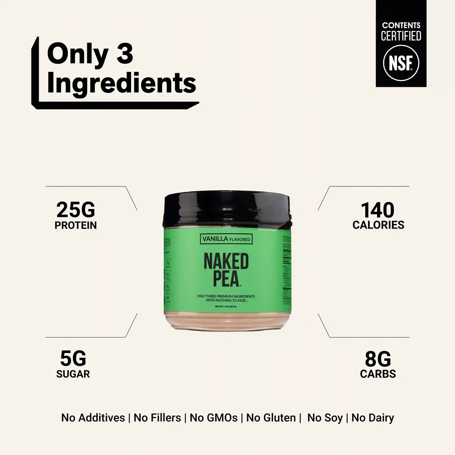 Vanilla Pea Protein Powder | Naked Vanilla Pea - 1LB