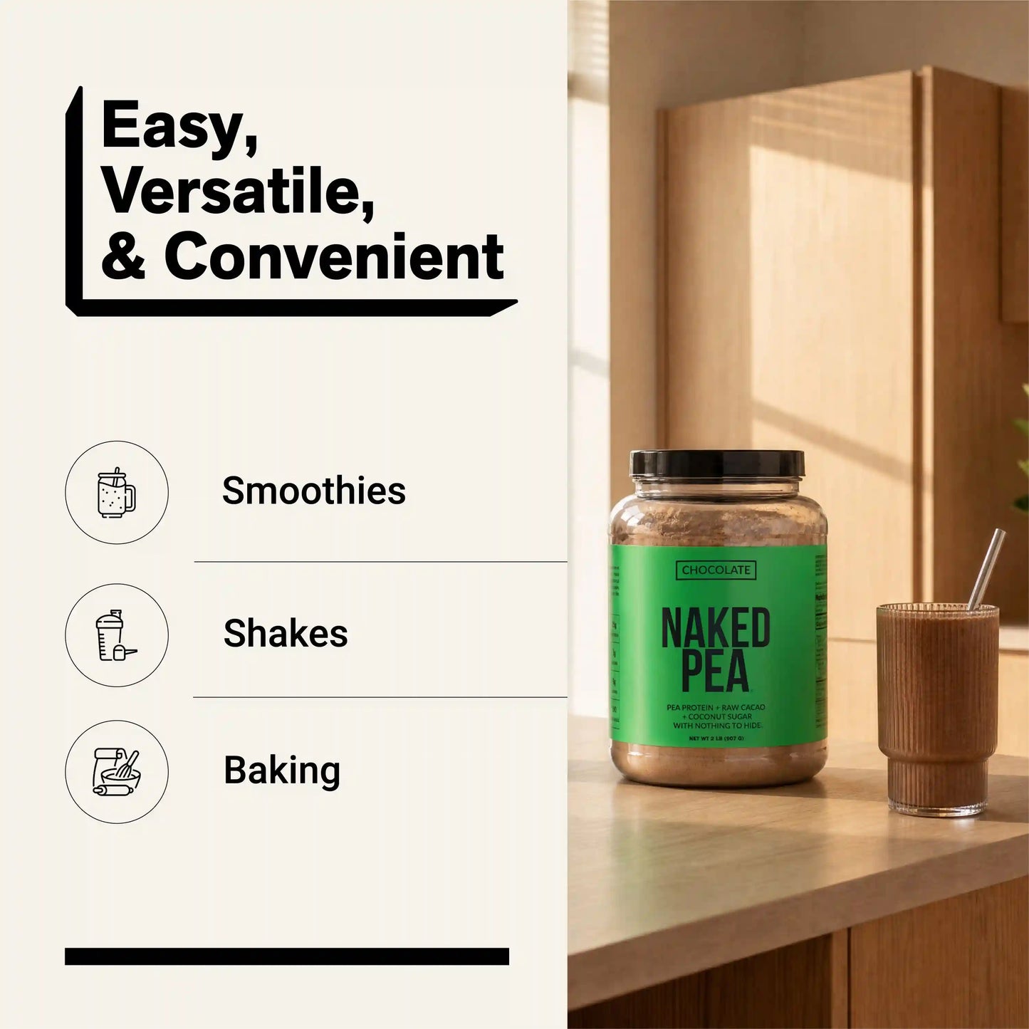 Chocolate Pea Protein Powder | Naked Chocolate Pea - 2LB