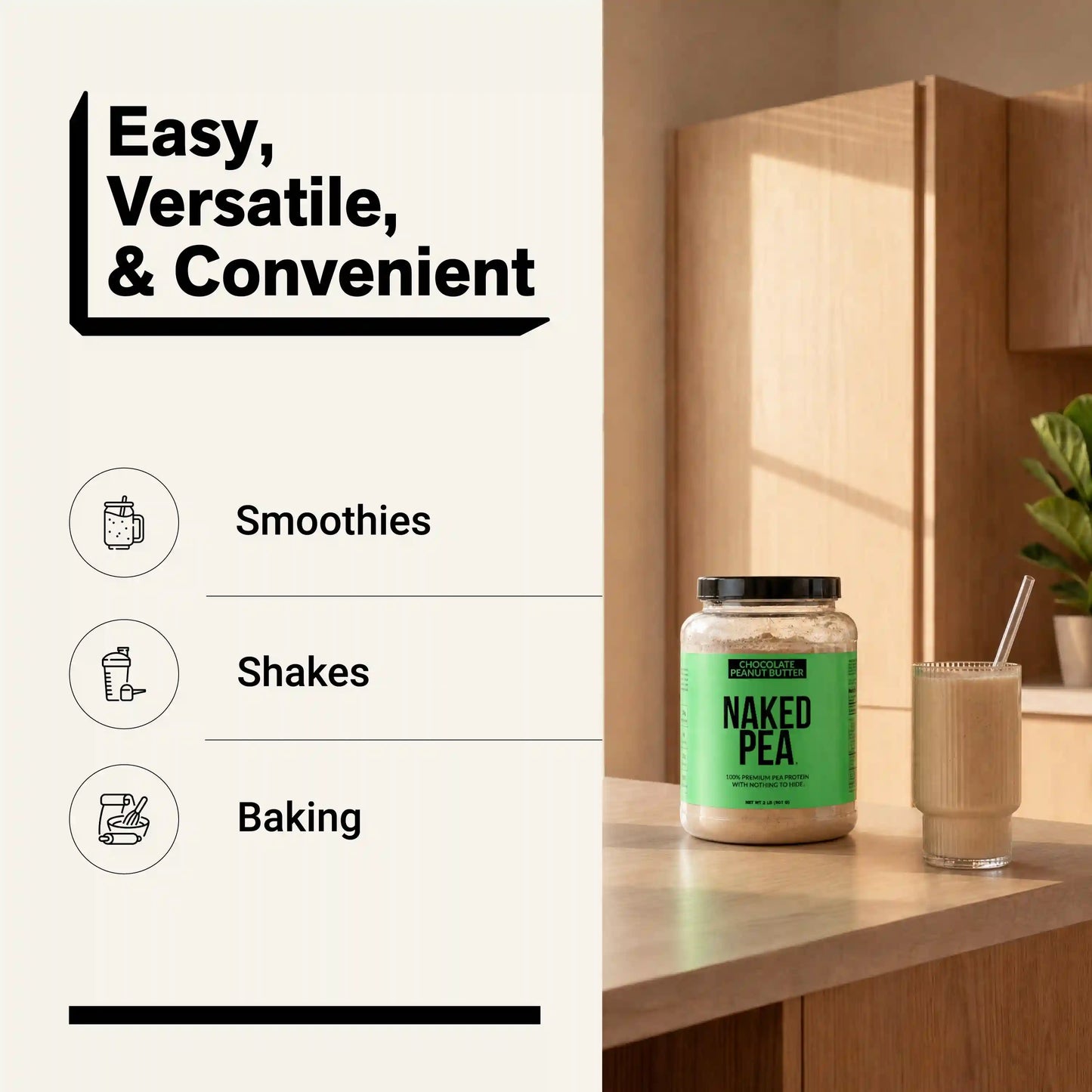 Chocolate Peanut Butter Pea Protein Powder | Naked Pea - 2LB