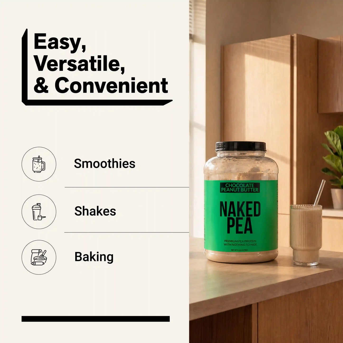 Chocolate Peanut Butter Pea Protein Powder | Naked Pea - 5LB