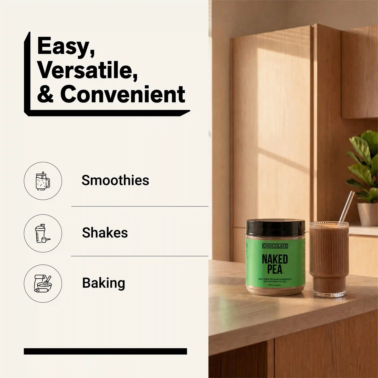 Chocolate Pea Protein Powder | Naked Chocolate Pea - 1LB