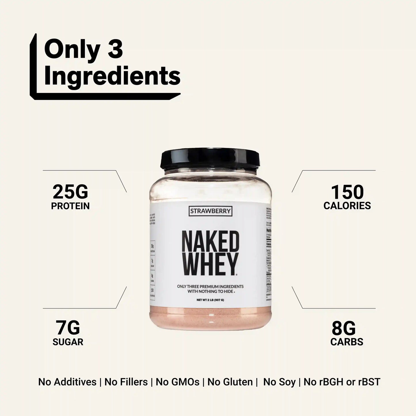 Strawberry Whey Protein Powder | Naked Strawberry Whey - 2LB