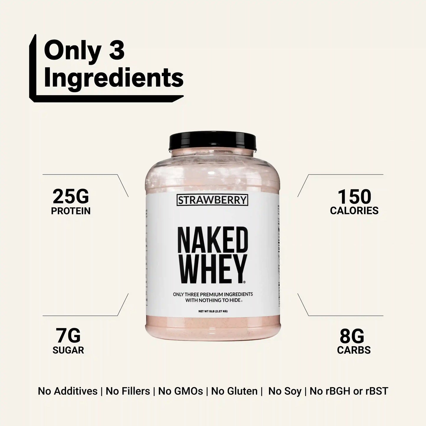Strawberry Whey Protein Powder | Naked Strawberry Whey - 5LB