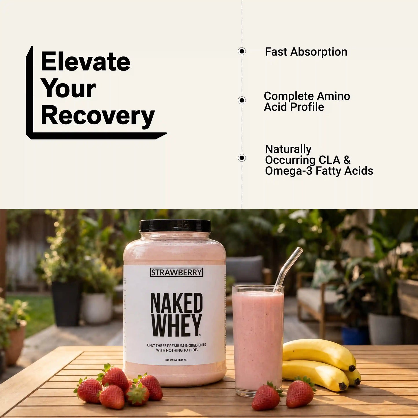 Strawberry Whey Protein Powder | Naked Strawberry Whey - 5LB