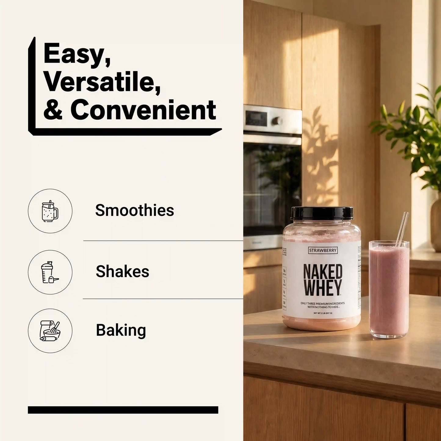 Strawberry Whey Protein Powder | Naked Strawberry Whey - 2LB