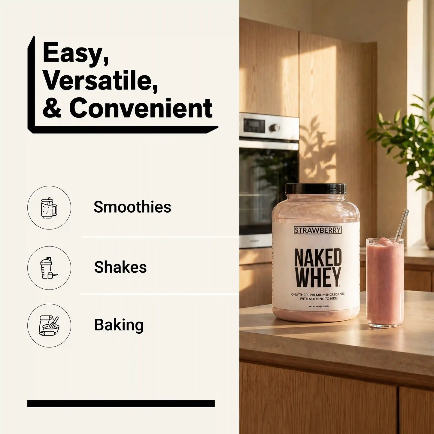 Strawberry Whey Protein Powder | Naked Strawberry Whey - 5LB