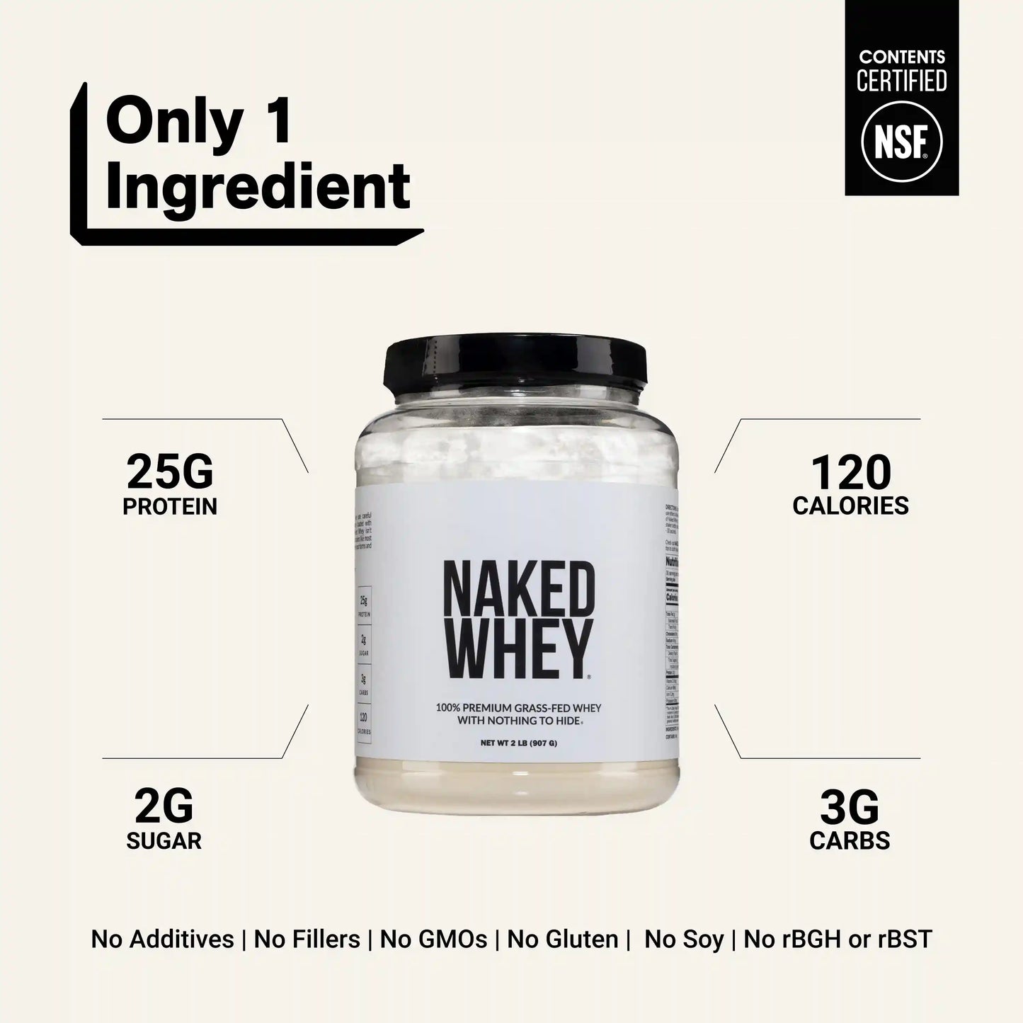 Grass Fed Whey Protein Powder | Naked Whey - 2LB