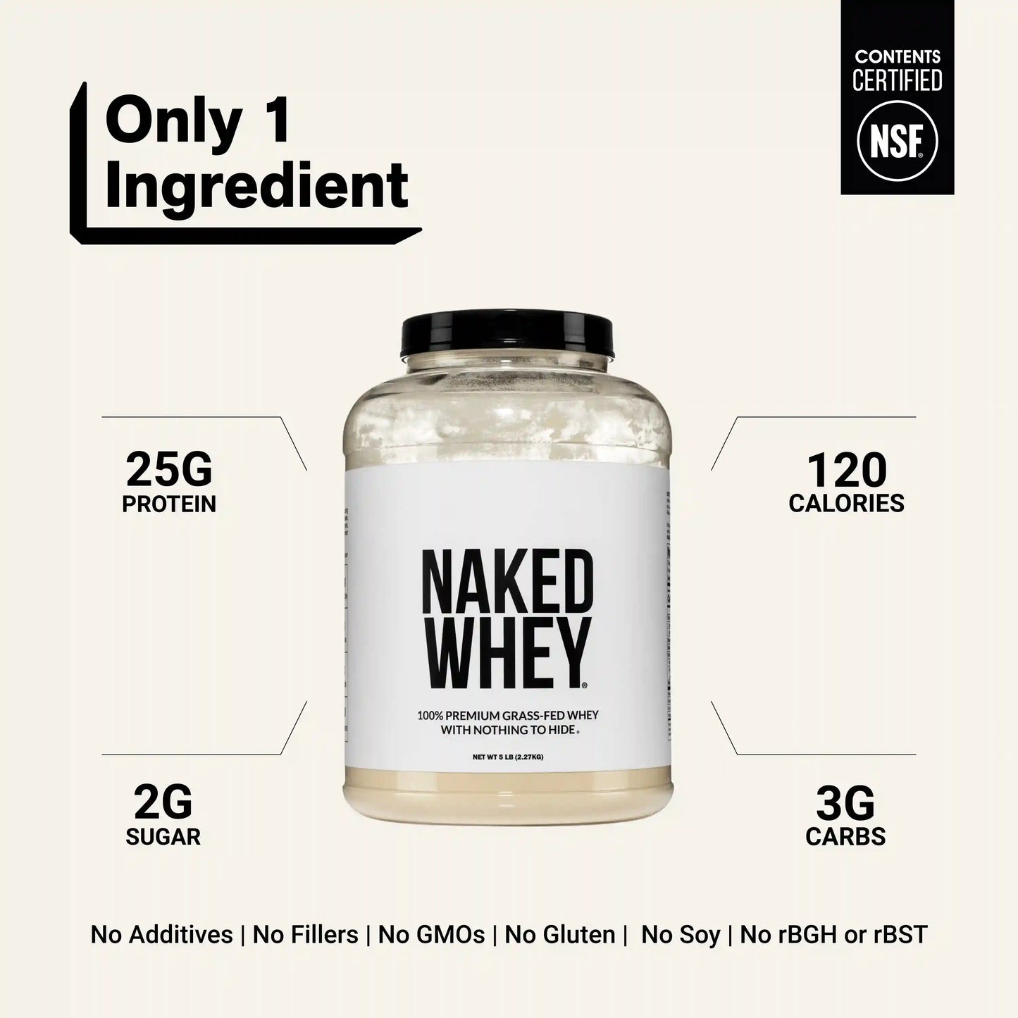 Grass Fed Whey Protein Powder | Naked Whey - 5LB
