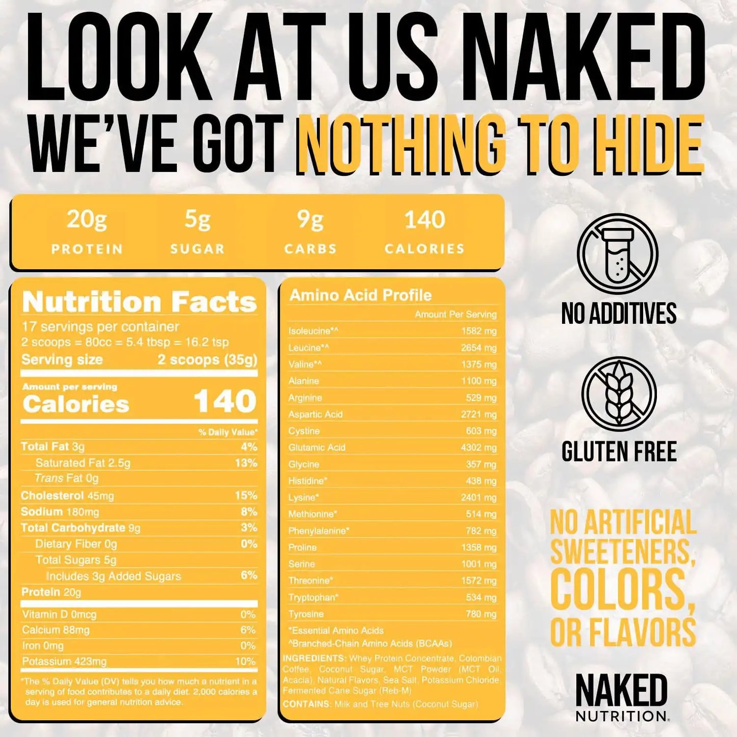 Vanilla Latte Protein Iced Coffee | Naked Protein Coffee - 17 Servings