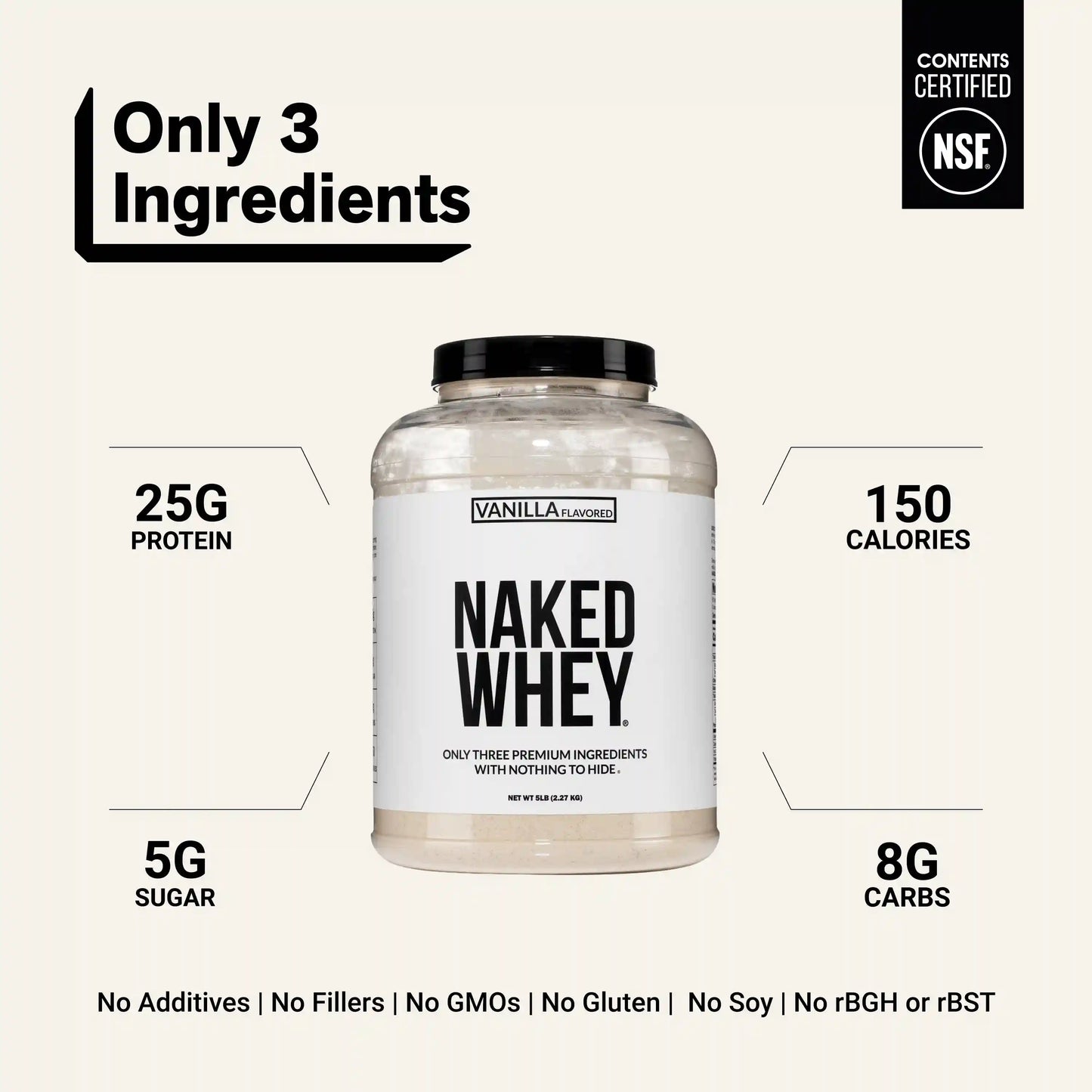 Vanilla Whey Protein Powder | Naked Vanilla Whey - 5LB