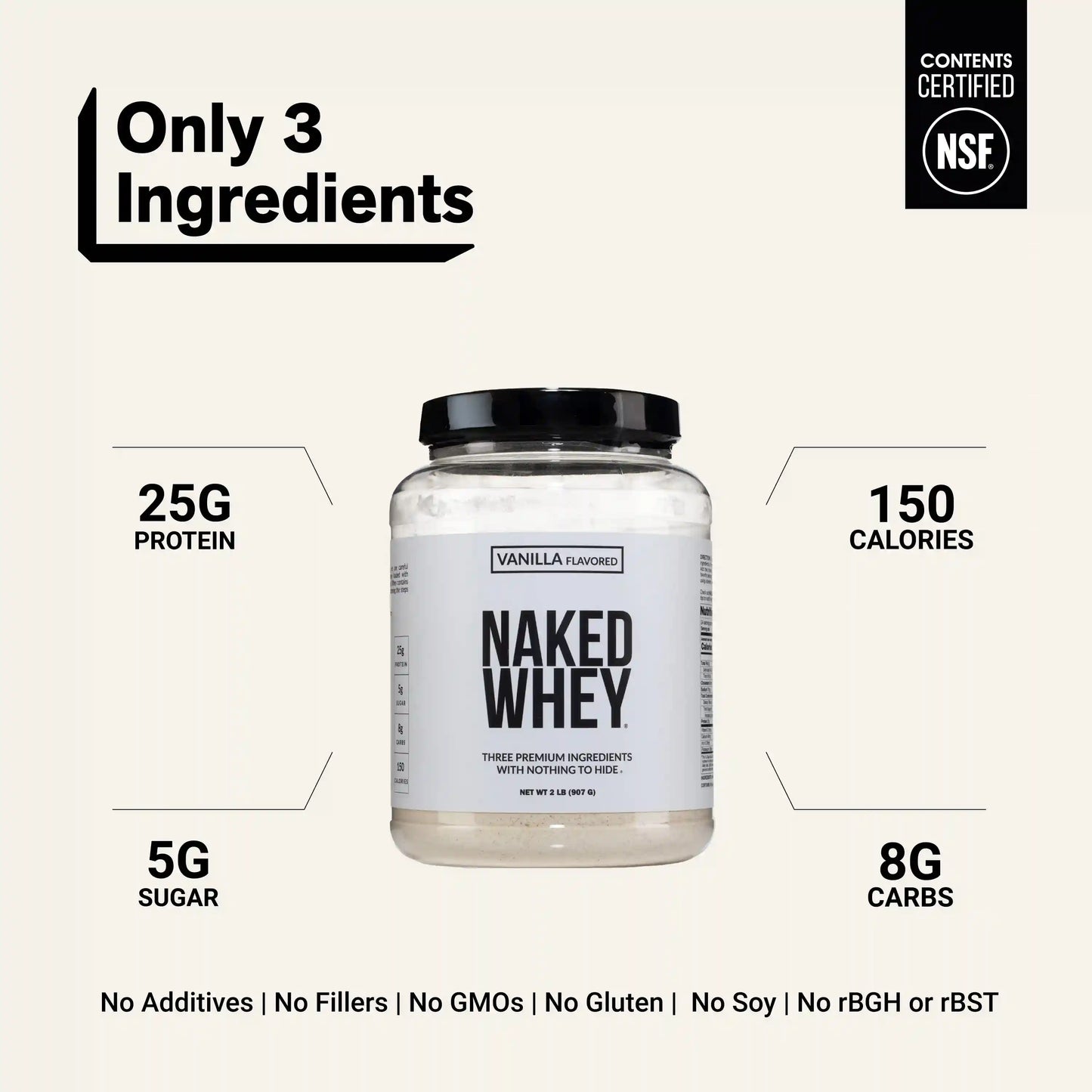 Vanilla Whey Protein Powder | Naked Vanilla Whey - 2LB