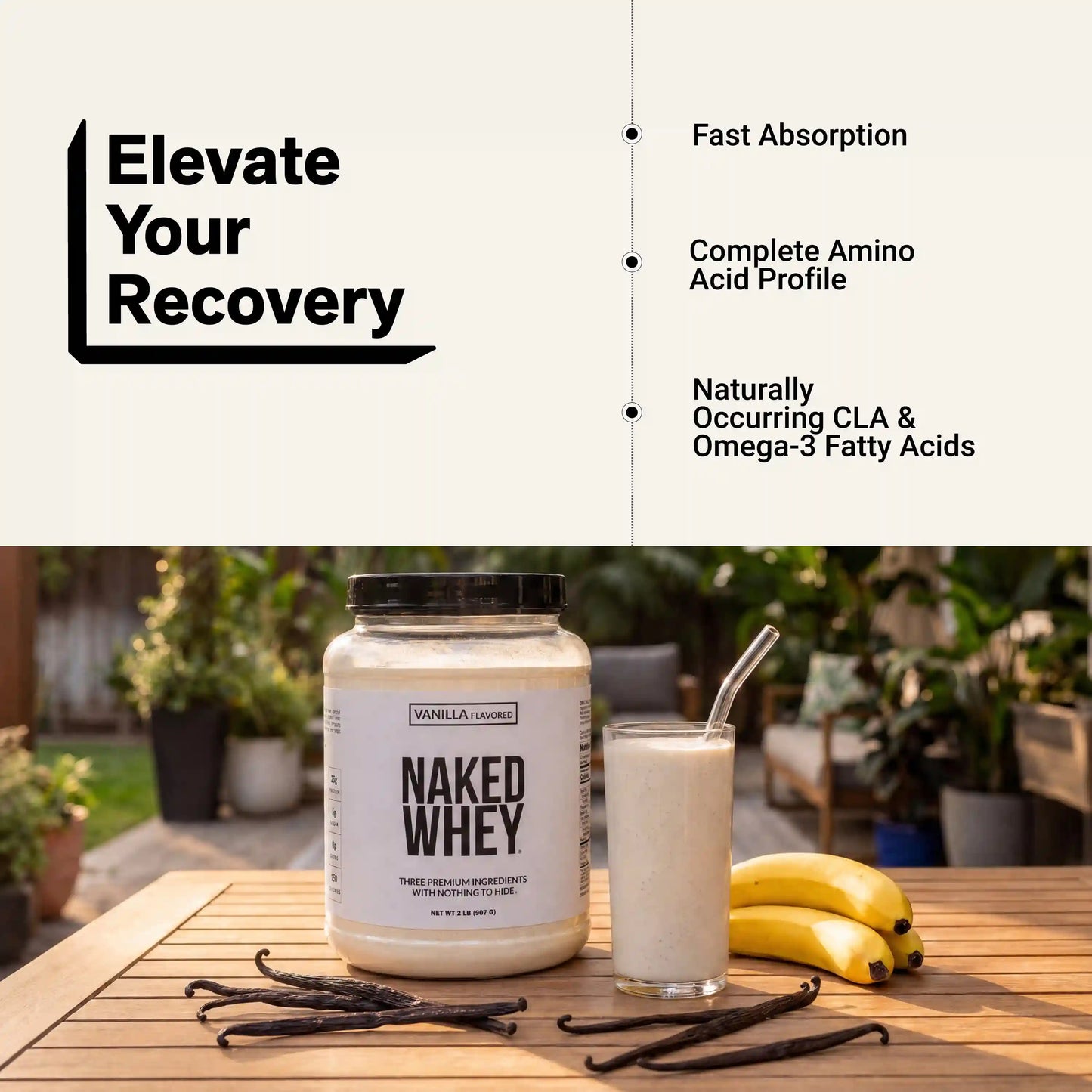 Vanilla Whey Protein Powder | Naked Vanilla Whey - 2LB