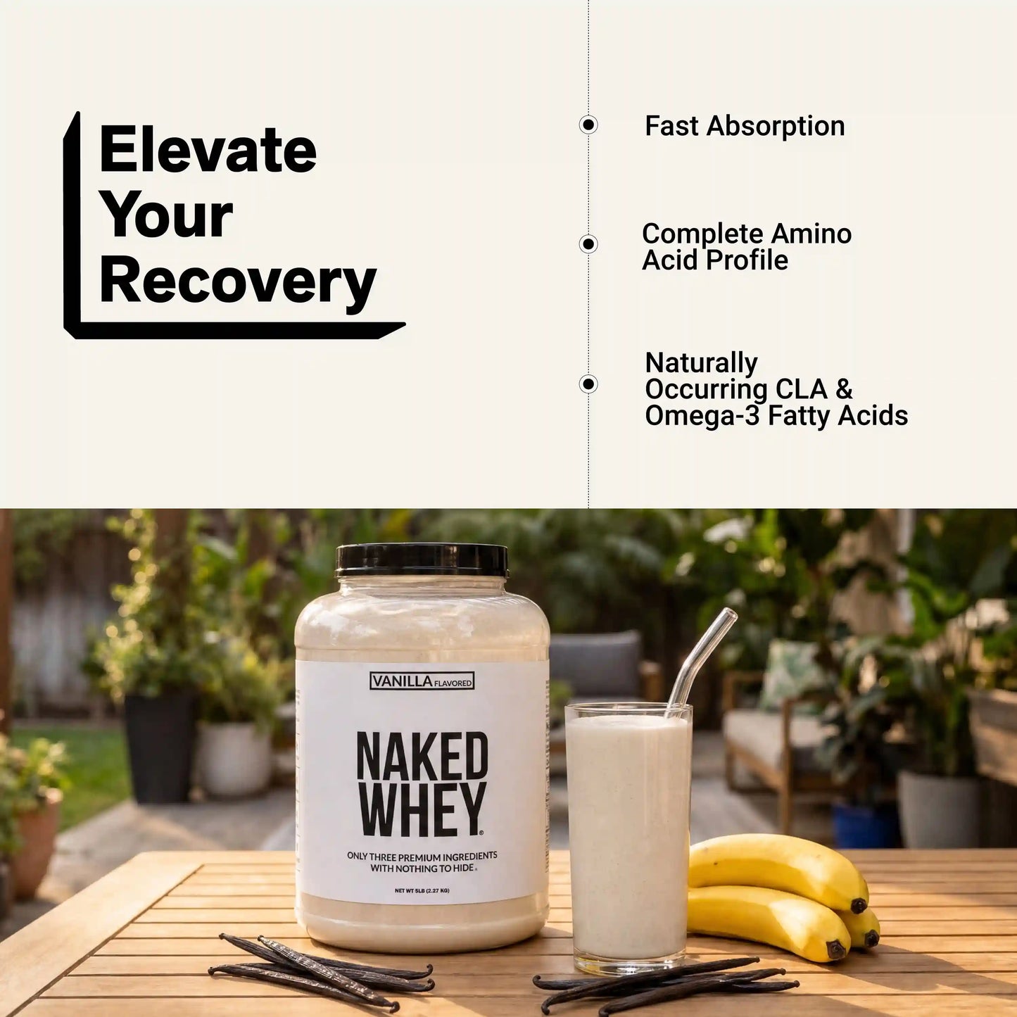 Vanilla Whey Protein Powder | Naked Vanilla Whey - 5LB