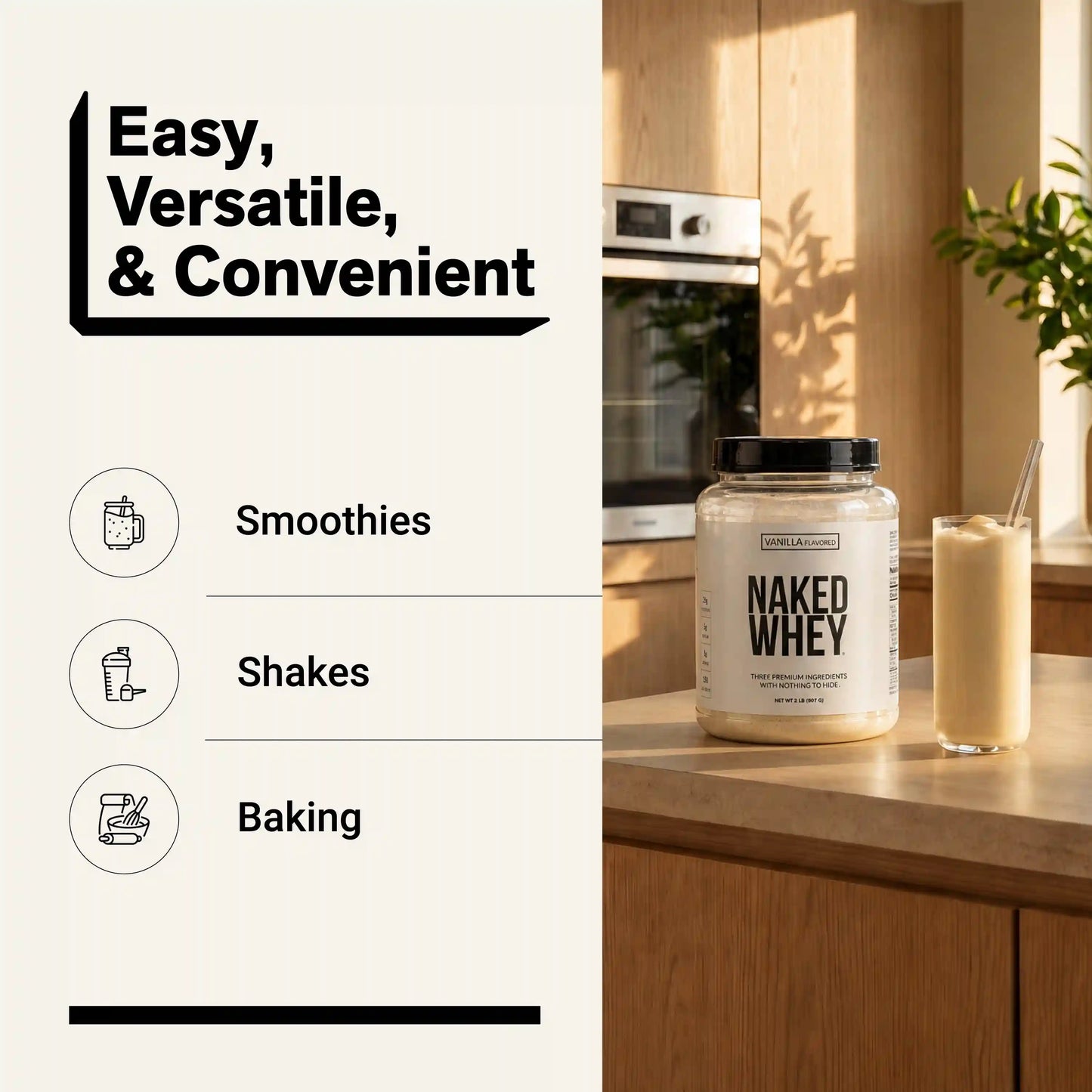 Vanilla Whey Protein Powder | Naked Vanilla Whey - 2LB