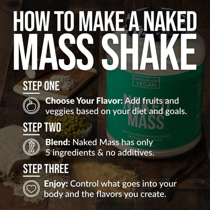 Vanilla Vegan Mass Gainer Supplement | Naked Vegan Mass - 12LB