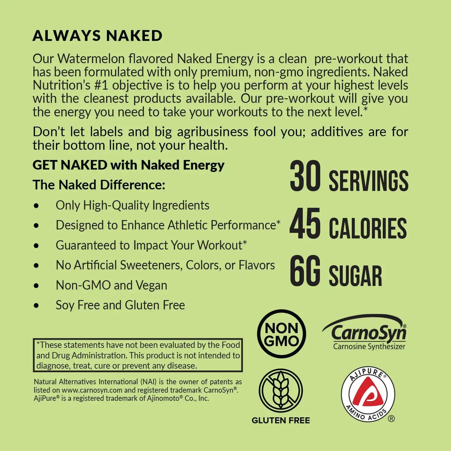 Watermelon Pre Workout Supplement | Naked Energy - 30 Servings