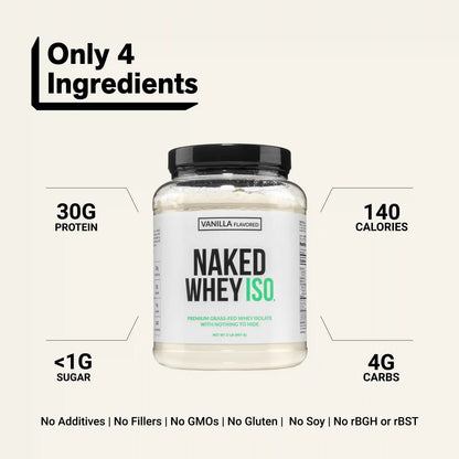 Vanilla Grass-Fed Whey Isolate Protein Powder | Naked Whey Isolate - 2LB