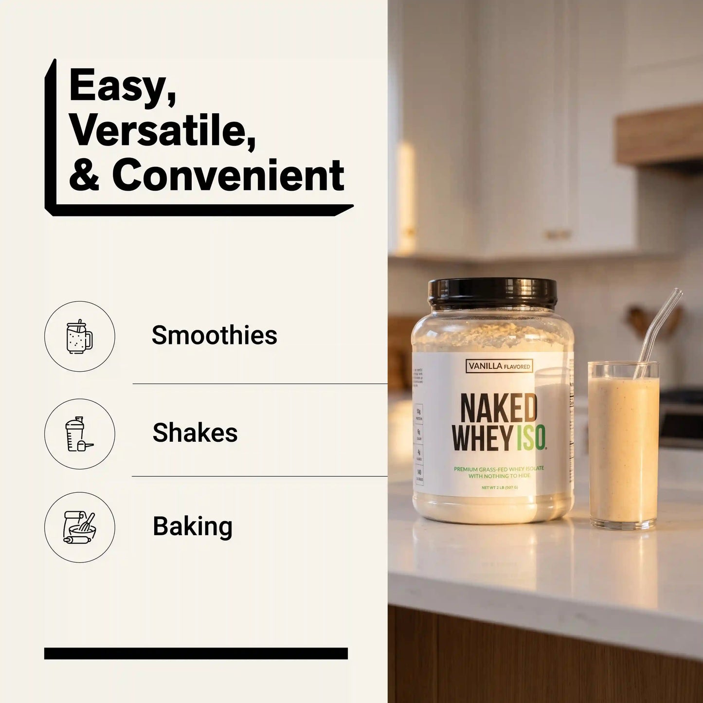 Vanilla Grass-Fed Whey Isolate Protein Powder | Naked Whey Isolate - 2LB