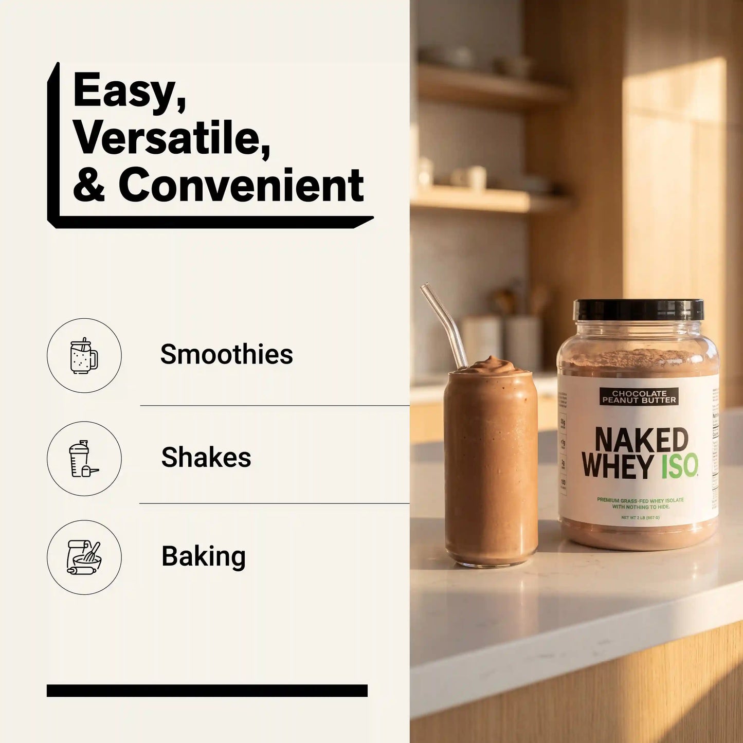 Chocolate Peanut Butter Grass-Fed Whey Isolate Protein Powder | Naked Whey Isolate - 2LB