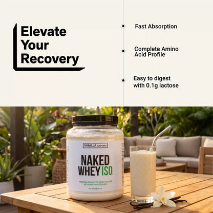 Vanilla Grass-Fed Whey Isolate Protein Powder | Naked Whey Isolate - 2LB