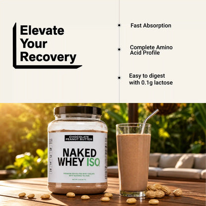 Chocolate Peanut Butter Grass-Fed Whey Isolate Protein Powder | Naked Whey Isolate - 2LB