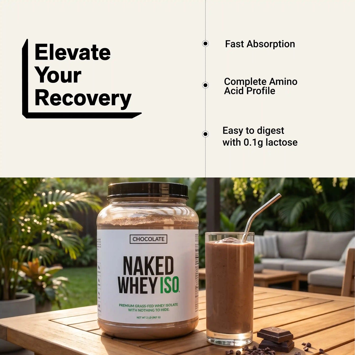 Chocolate Grass-Fed Whey Isolate Protein Powder | Naked Whey Isolate - 2LB